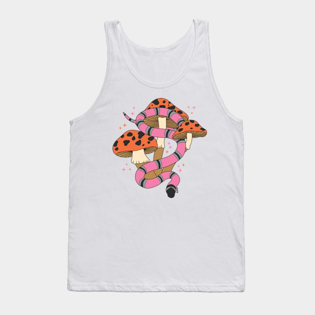 Snake and Mushrooms - Tropical lush Tank Top by repettosa